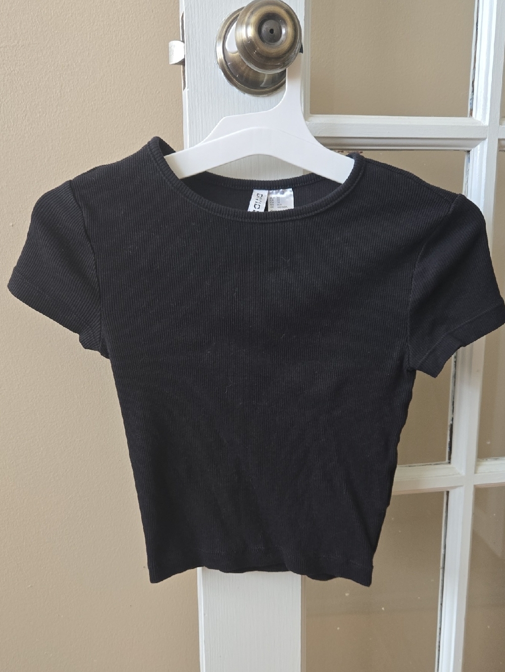 Divided Black Ribbed Crewneck Tee